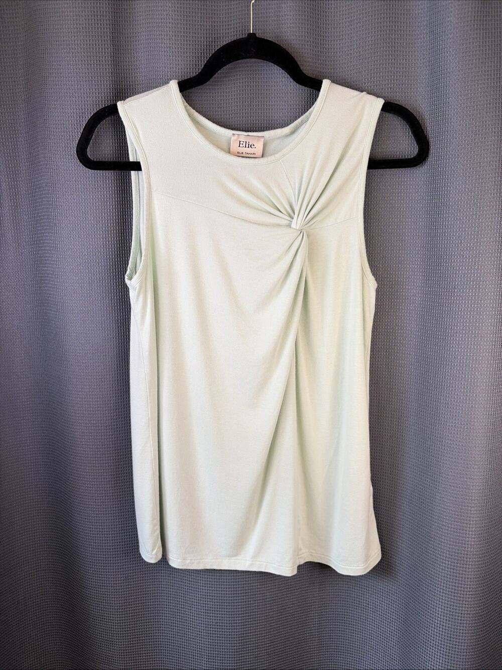 Elie Tahari Sleeveless Twist Front Top Mint Green Viscose Spandex Womenās S